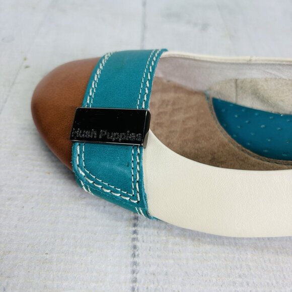 Hush Puppies CANDID Multicolored Leather Slip On Low Wedge Heel Shoes Sz 7.5 W - Picture 15 of 16